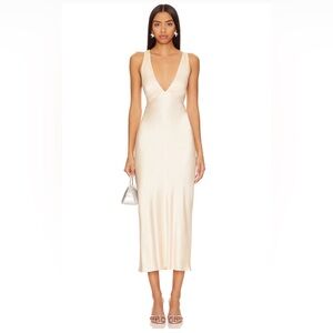 Shona Joy Le Lune Plunged cross back midi dress in cream
